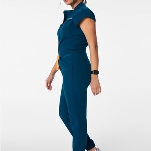 Figs Deep Blue Jumpsuit with Orange Accent
